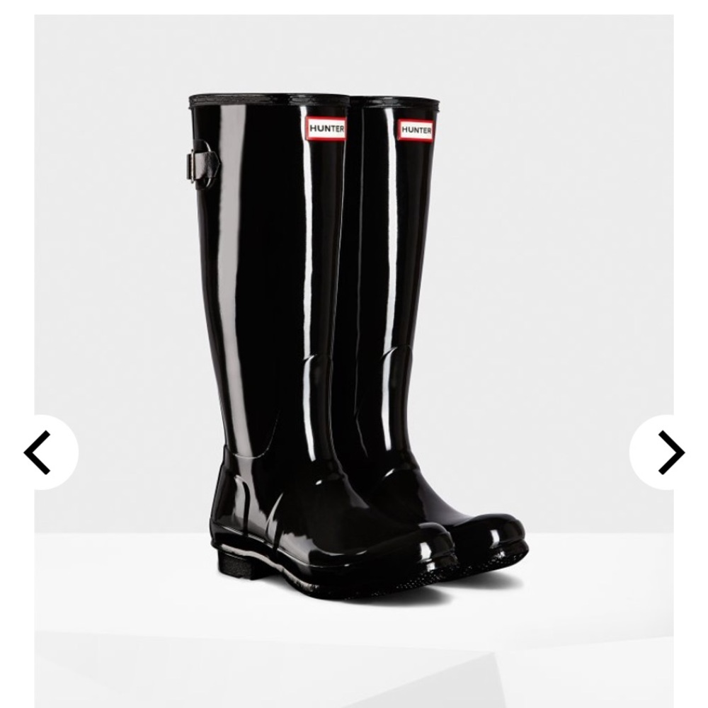HUNTER rain boots wide calf black womens